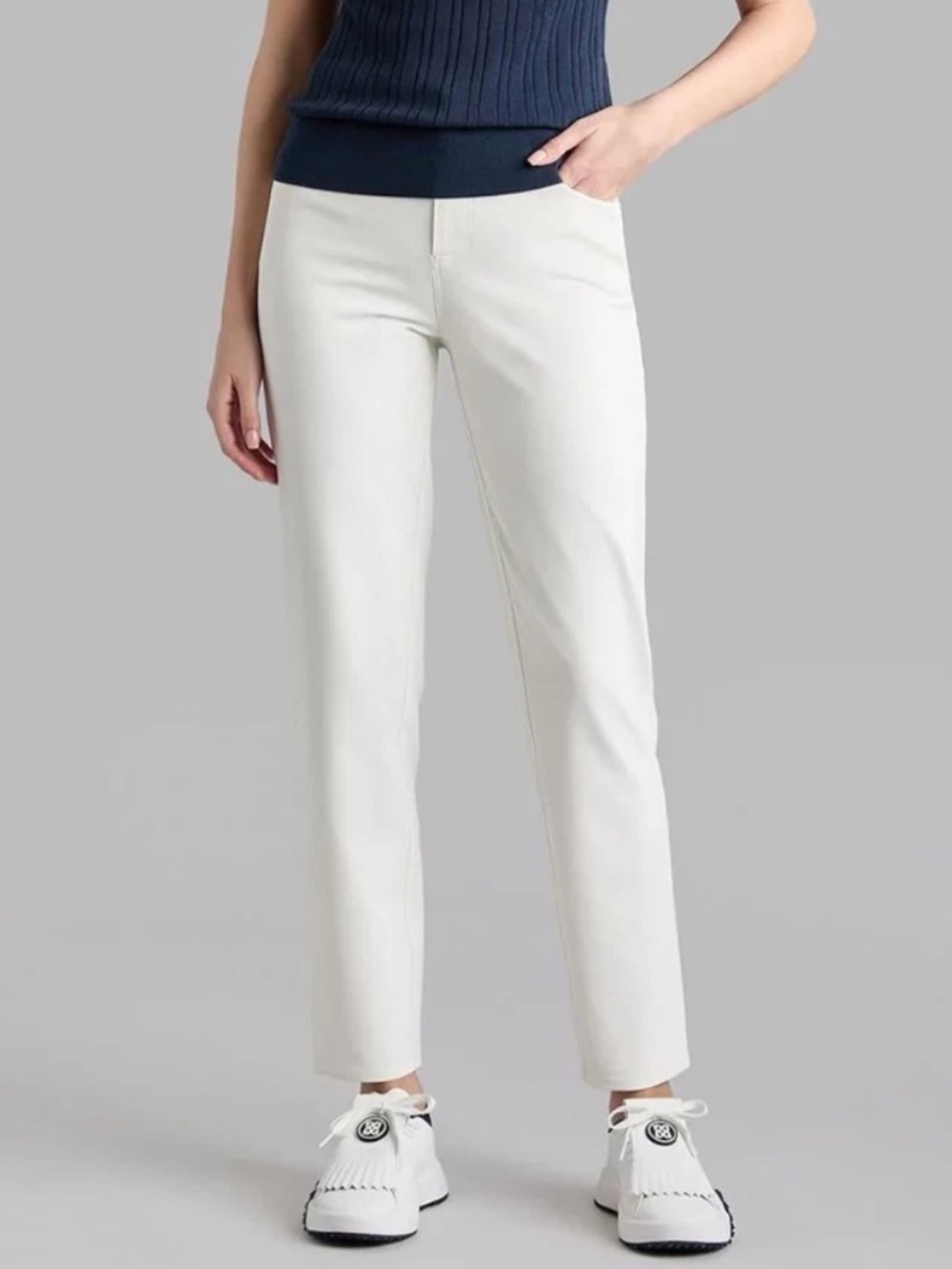 G/FORE Womens Shadow Stretch Five Pocket Pants White Golf Size 4 NWT